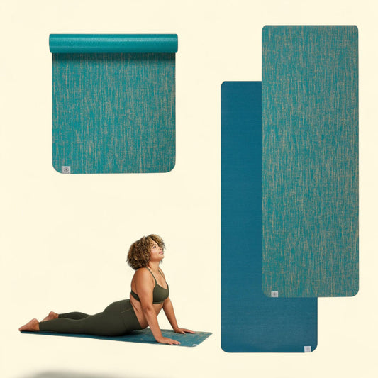 Gaiam Yoga Mat, Jute, Teal, 5mm, 1 Mat