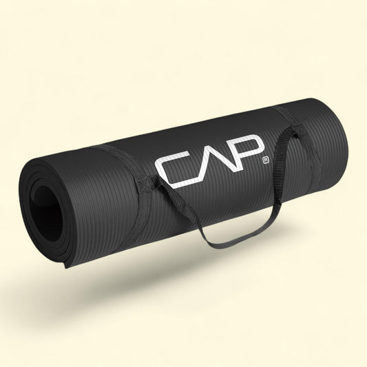 CAP Exercise Mat, High Density, Black, with Carry Strap, 1 count