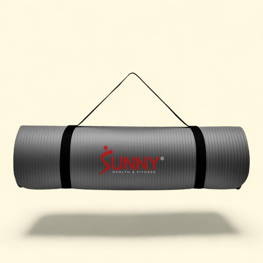 Sunny Health & Fitness Exercise Yoga Mat, 1/2-Inch, Grey - 74 x 24 Inches