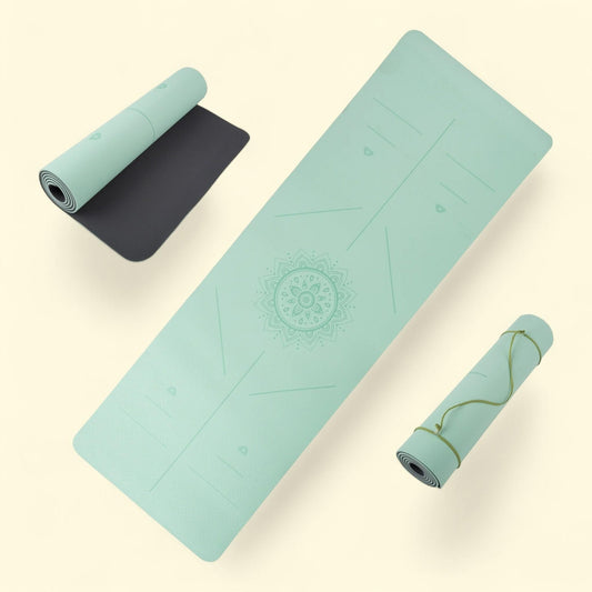 Non-Slip Yoga Mat, Lightweight Exercise Mat with Alignment Marks, Carry Strap for Home Workouts, 1 count