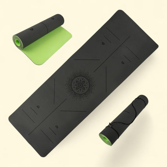 Non-Slip Yoga Mat with Alignment Marks, Lightweight Exercise Mat, Carry Strap, for Home or Gym, 1 count