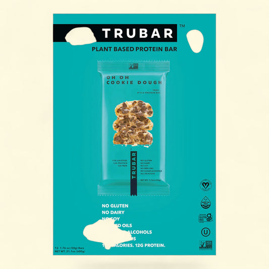 Trubar plant-based protein bar packaging with cookie dough flavor