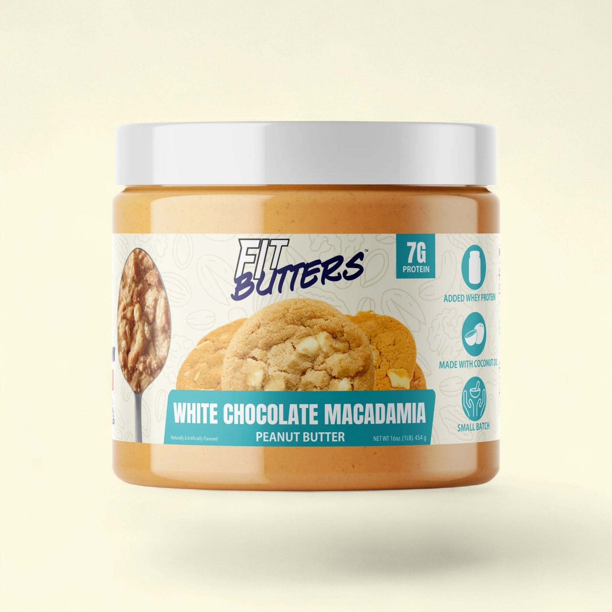 Fit Butters White Chocolate Macadamia Peanut Butter, Size — authentic US product shipped worldwide by Treatspree