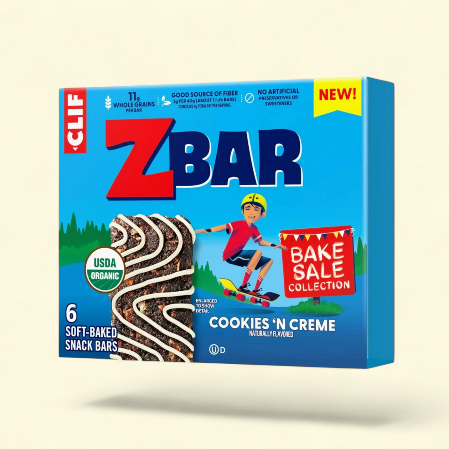 Clif Zbar Cookies 'N Creme Soft Baked Snack Bars, 6ct