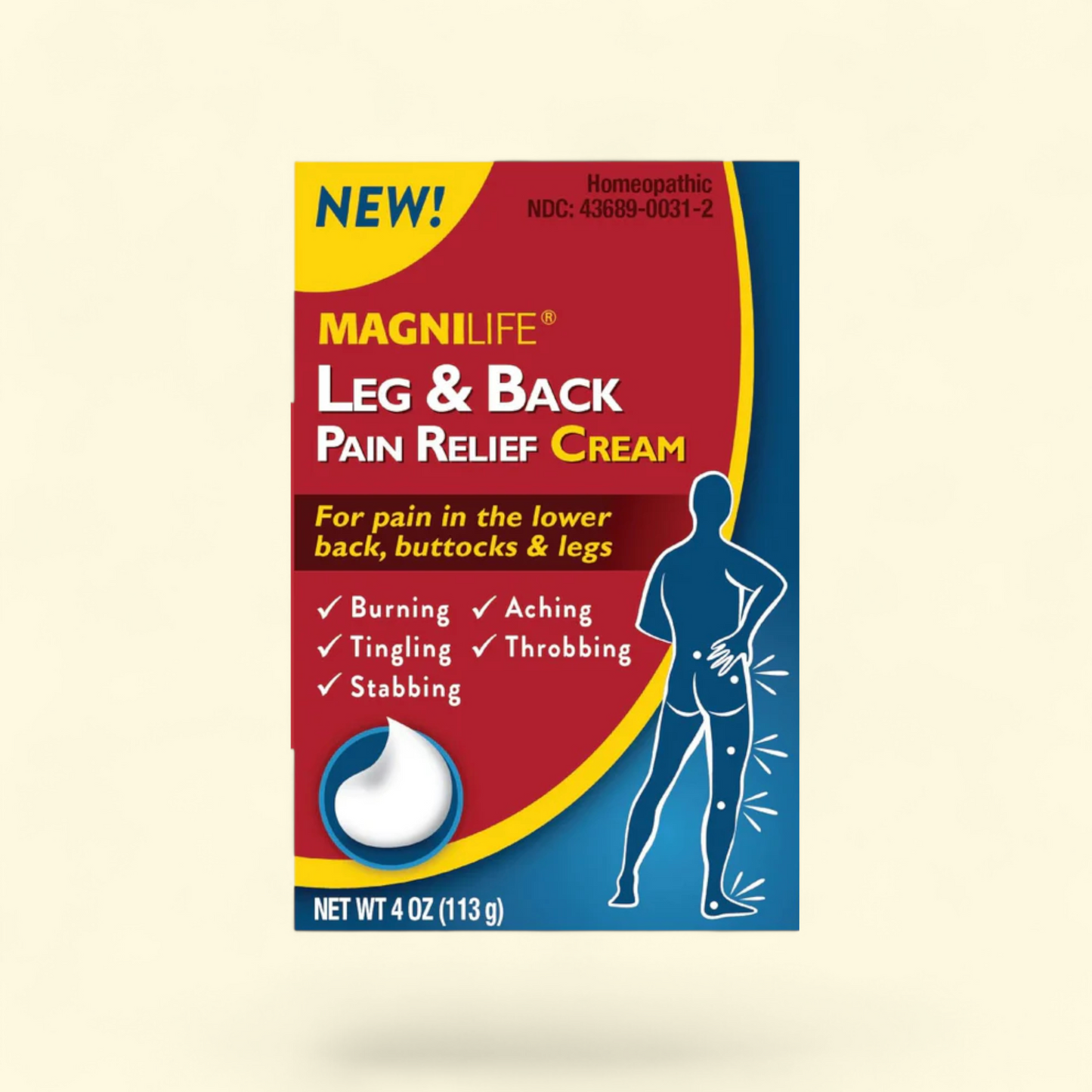 MagniLife Leg & Back Pain Relief Cream, 4 oz