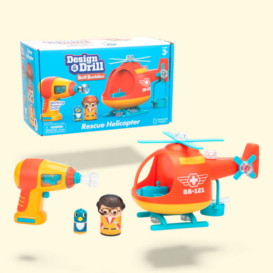 Educational Insights Design & Drill Bolt Buddies Helicopter, Preschool STEM & Take Apart Building Toy, Ages 3+