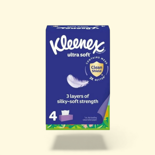 Kleenex Facial Tissues, Ultra Soft, 4 Flat Boxes, 120 Tissues per Box, 3-Ply