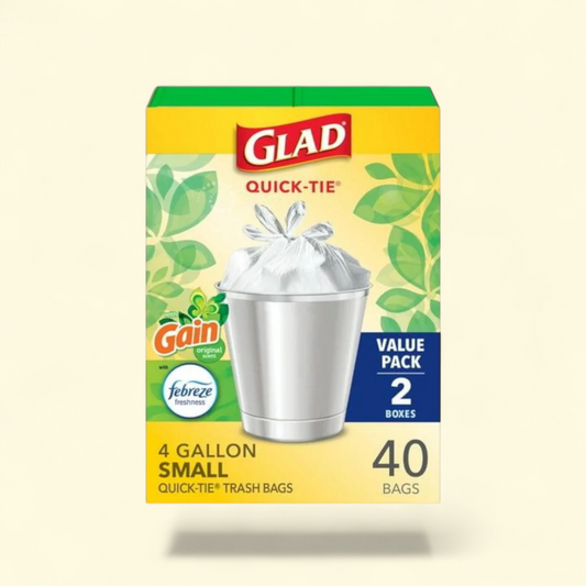 Glad Trash Bags, 4 Gallon, Gain Original Scent, Febreze Freshness, 40 Bags