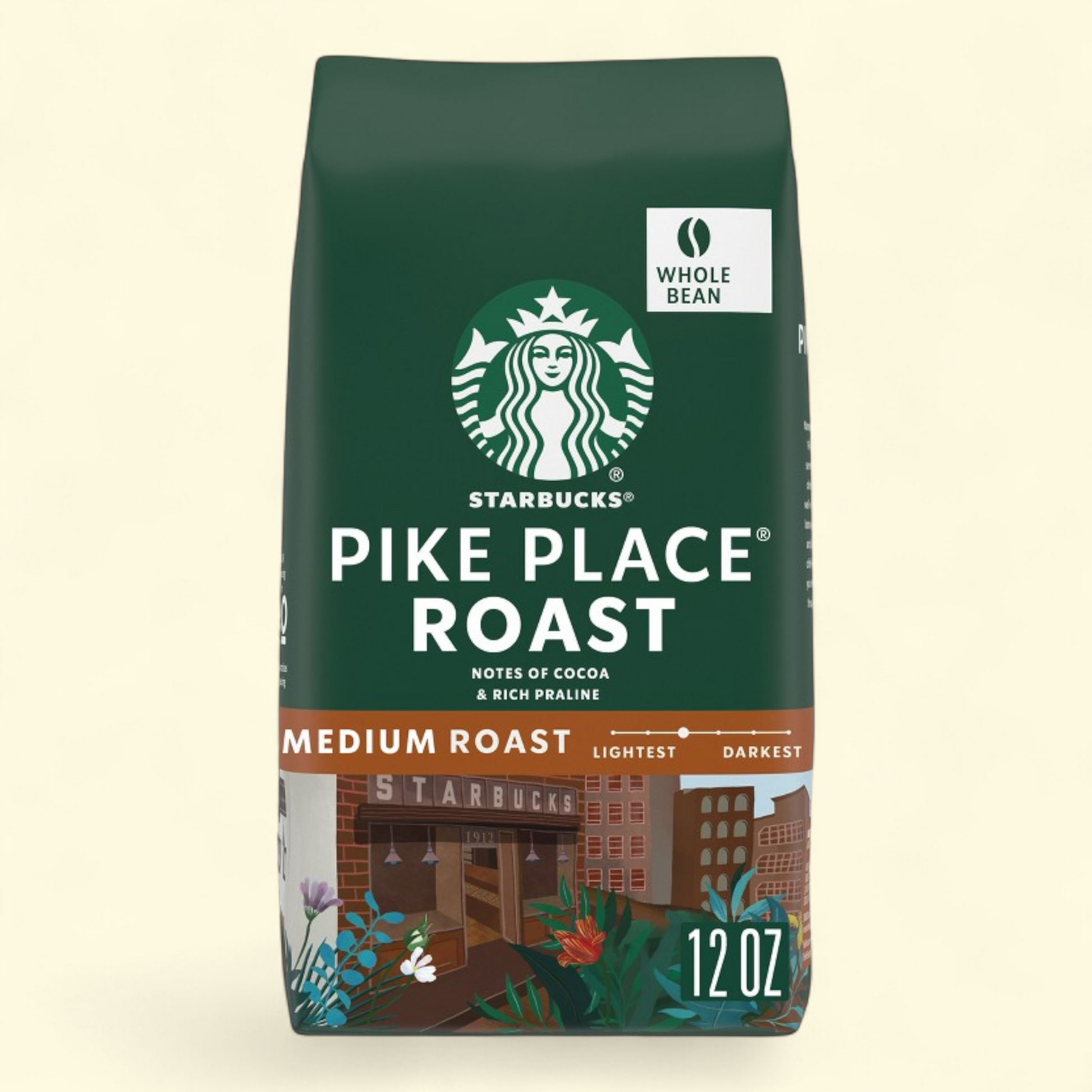 Starbucks Pike Place Medium Roast Whole Bean Coffee, 12 oz