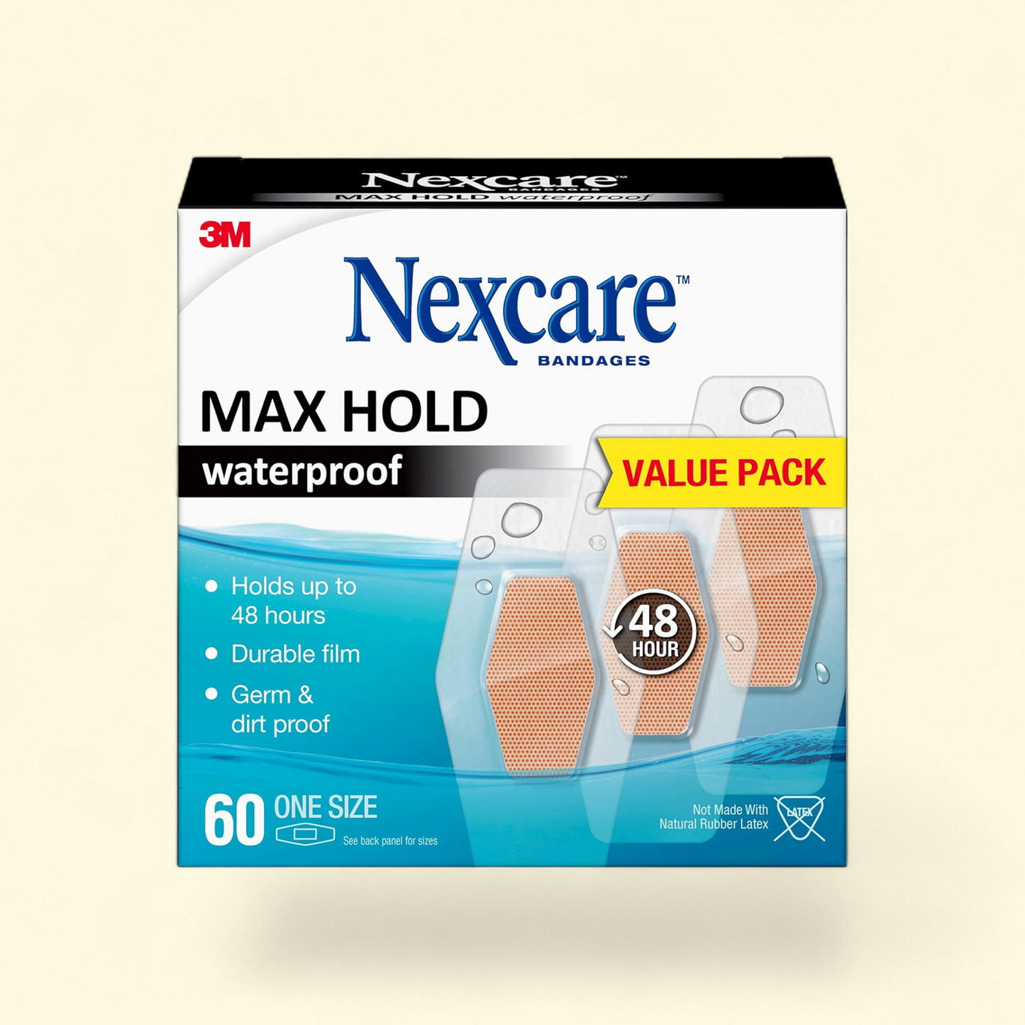Nexcare Waterproof Bandages, 60 ct