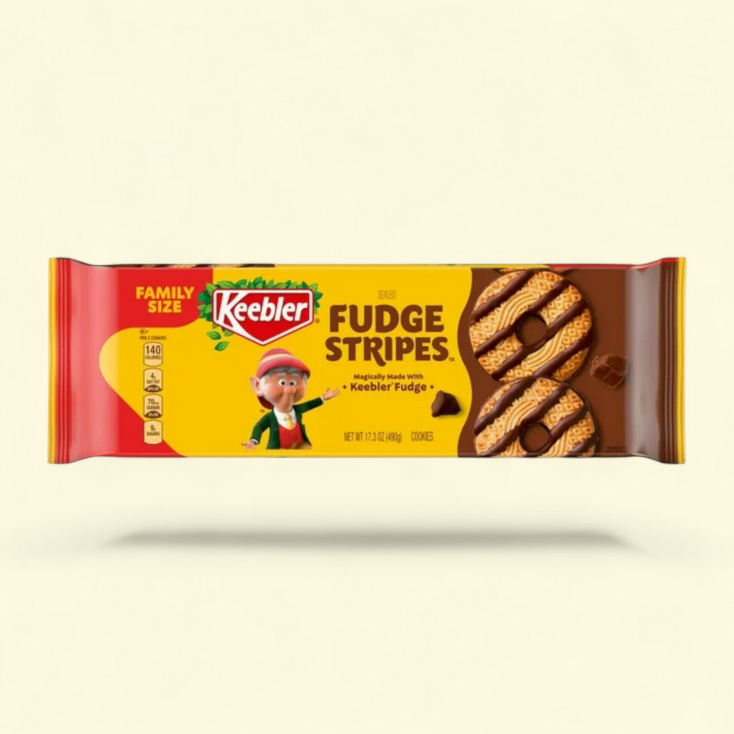 Keebler Fudge Stripes, Original Shortbread Cookies, Family Size 17.3 oz
