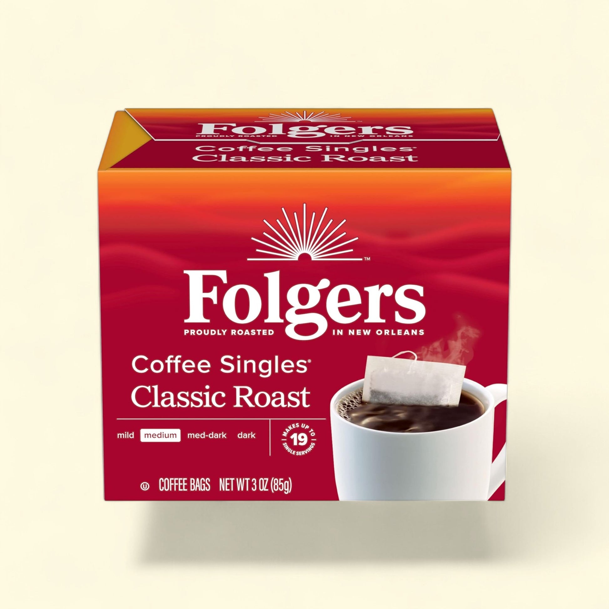 Folgers Coffee Singles, Classic Roast, 19 Count — authentic US product shipped worldwide by Treatspree