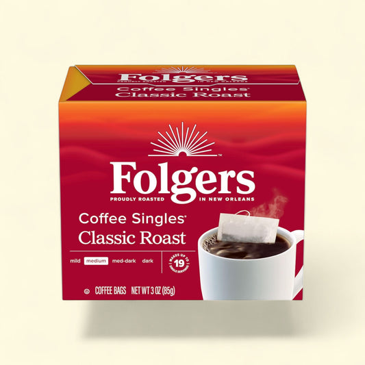 Folgers Coffee Singles, Classic Roast, 19 Count — authentic US product shipped worldwide by Treatspree