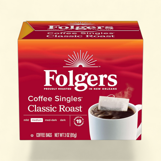 Folgers Coffee Singles, Classic Roast, 19 Count
