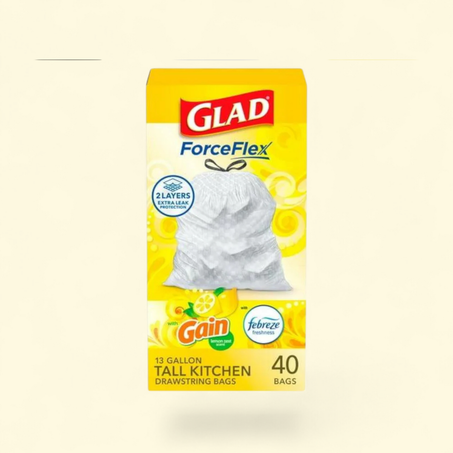 Sacs poubelle Glad ForceFlex, 50 litres, lot de 40