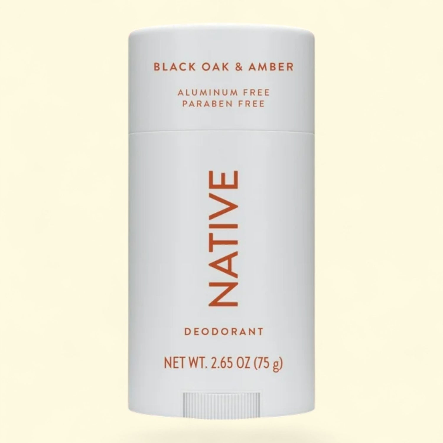 Native deodorant stick with 'Black Oak & Amber' scent