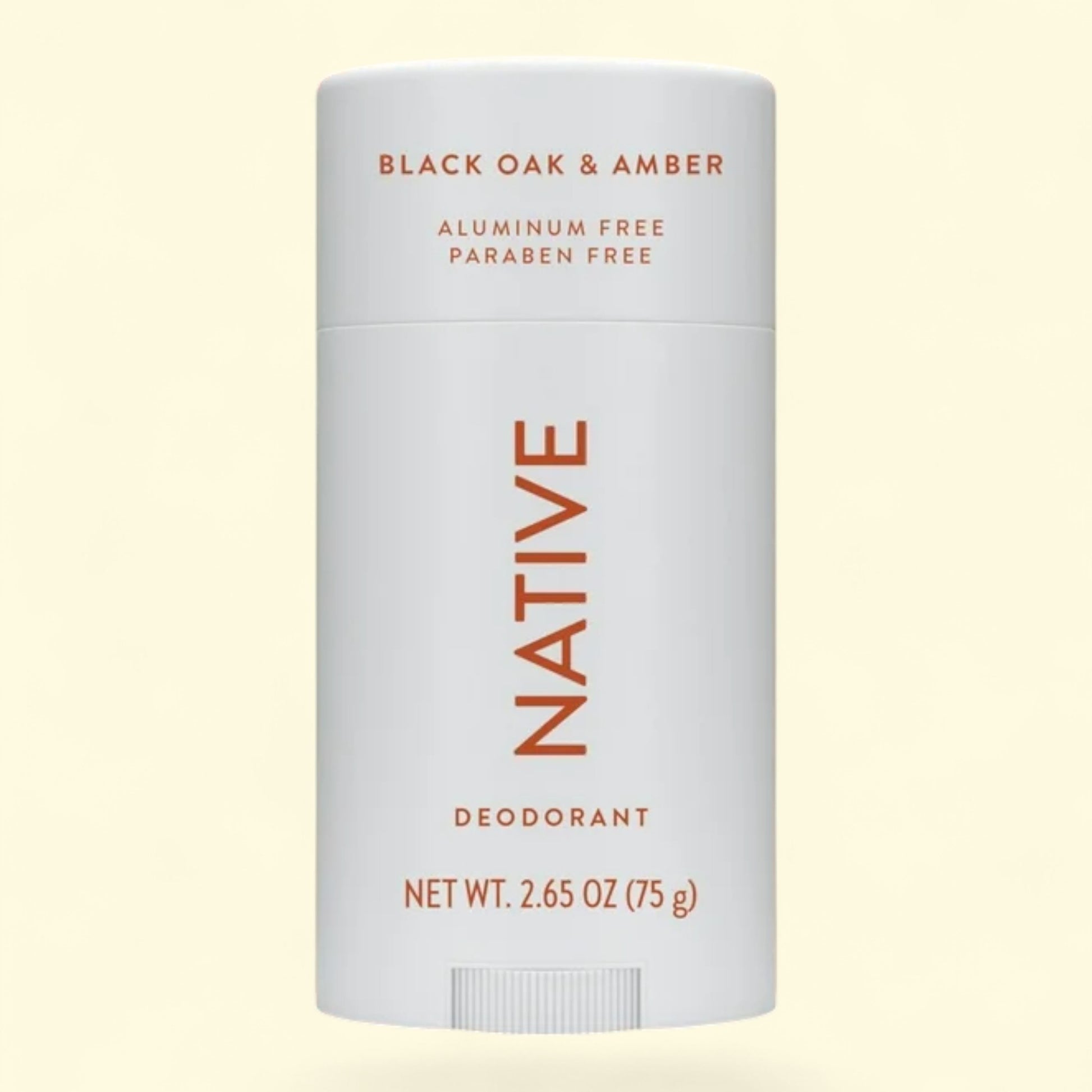 Native deodorant stick with 'Black Oak & Amber' scent