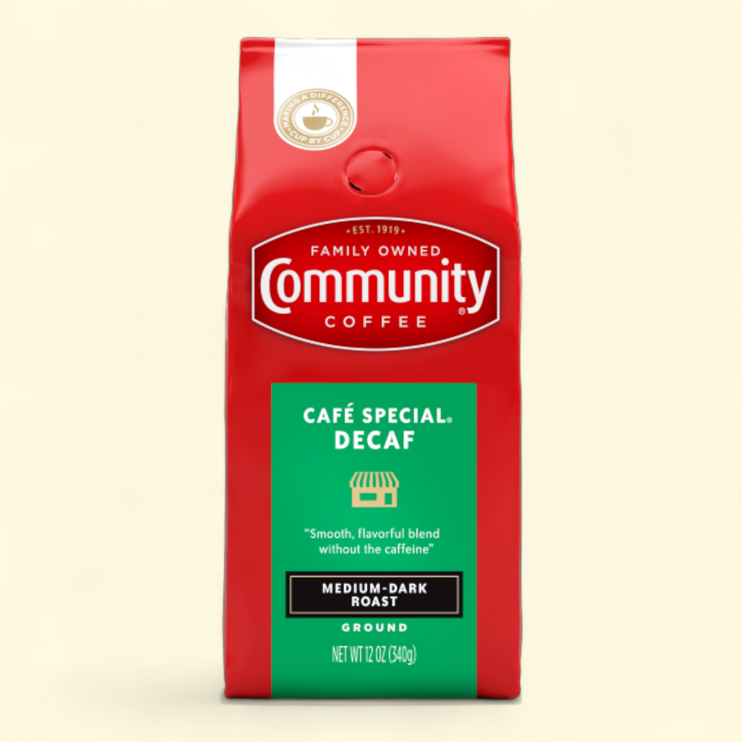Community Coffee Decaf Cafe Special, Medium-Dark Roast Ground Coffee, 12 oz