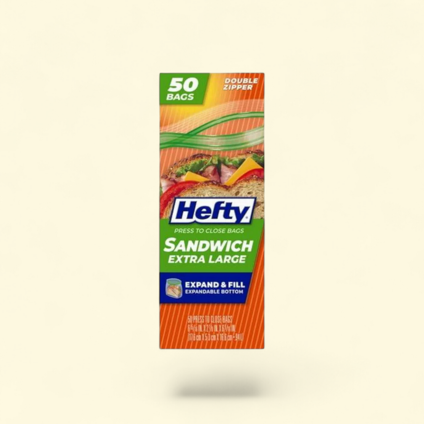 Hefty Plastic Bags, XL Sandwich Size, 100 Count