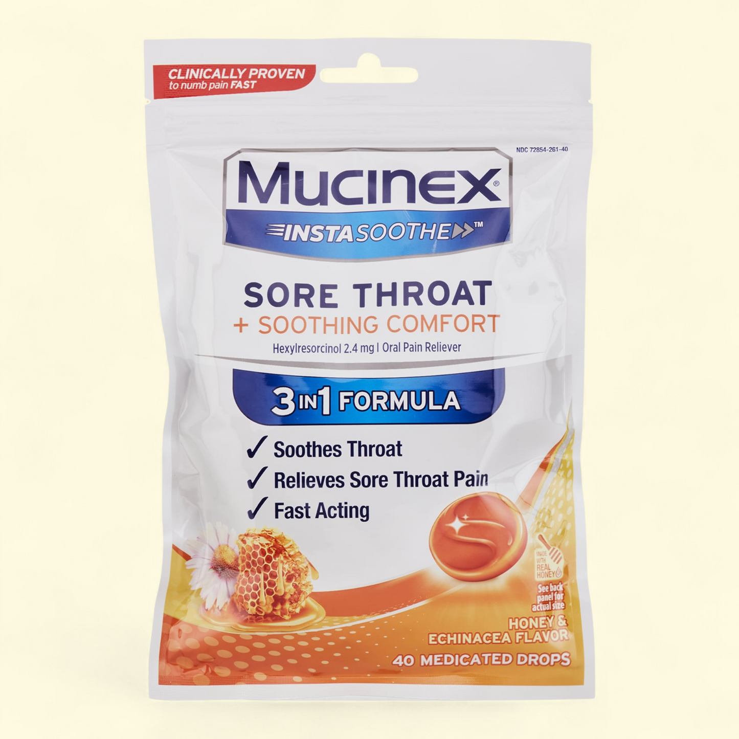 Mucinex Instasoothe Sore Throat Lozenges, 40 Throat Drops