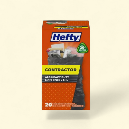 Hefty Heavy Duty Contractor Trash Bags, 42 gallon, 20 Count