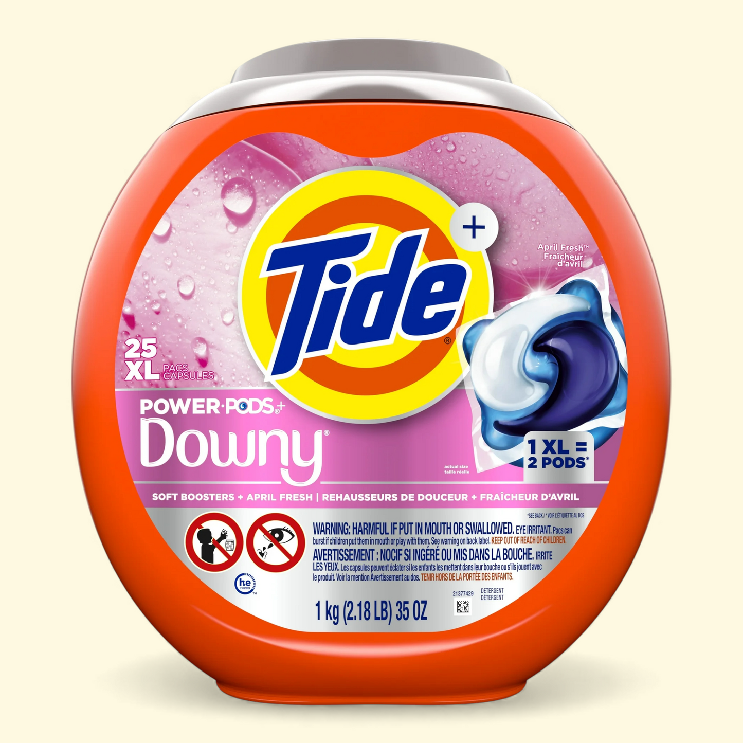 Tide Power PODS with Downy Soft Boosters Laundry Detergent Pacs, 25 Count