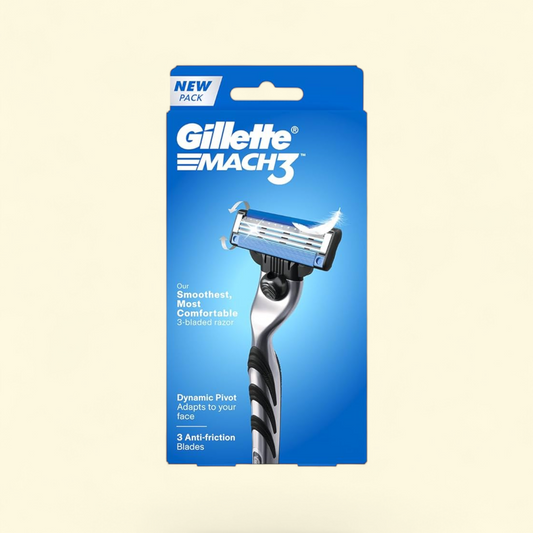 Gillette Mach3 Razor, 1 Handle and 2 Blade Refills, Silver
