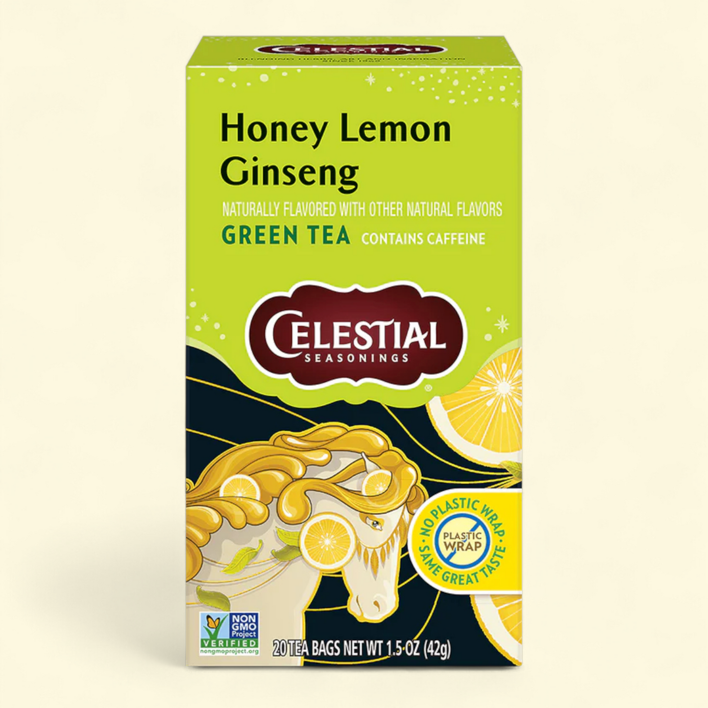 Celestial Seasonings Honey Lemon Ginseng Green Tea, Caffeinated, 20 Count