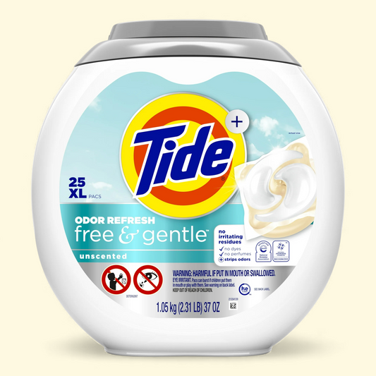 Tide Power PODS, Free and Gentle Laundry Detergent Packs, 25 Count