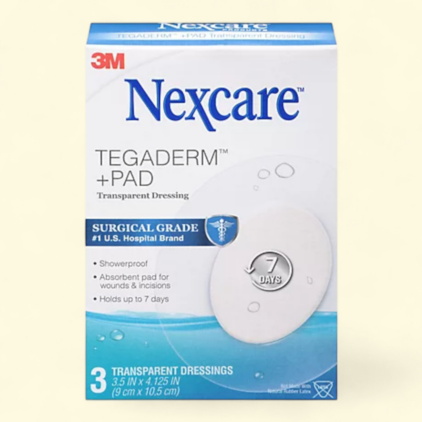 Nexcare Tegaderm + Pad Transparent Dressing, 3.5" x 4.125", 3/Pack
