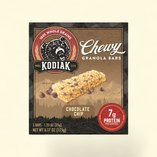 Kodiak Chocolate Chip Chewy Protein Granola Bars, 1.23 oz, 5 Count — authentic US product shipped worldwide by Treatspree