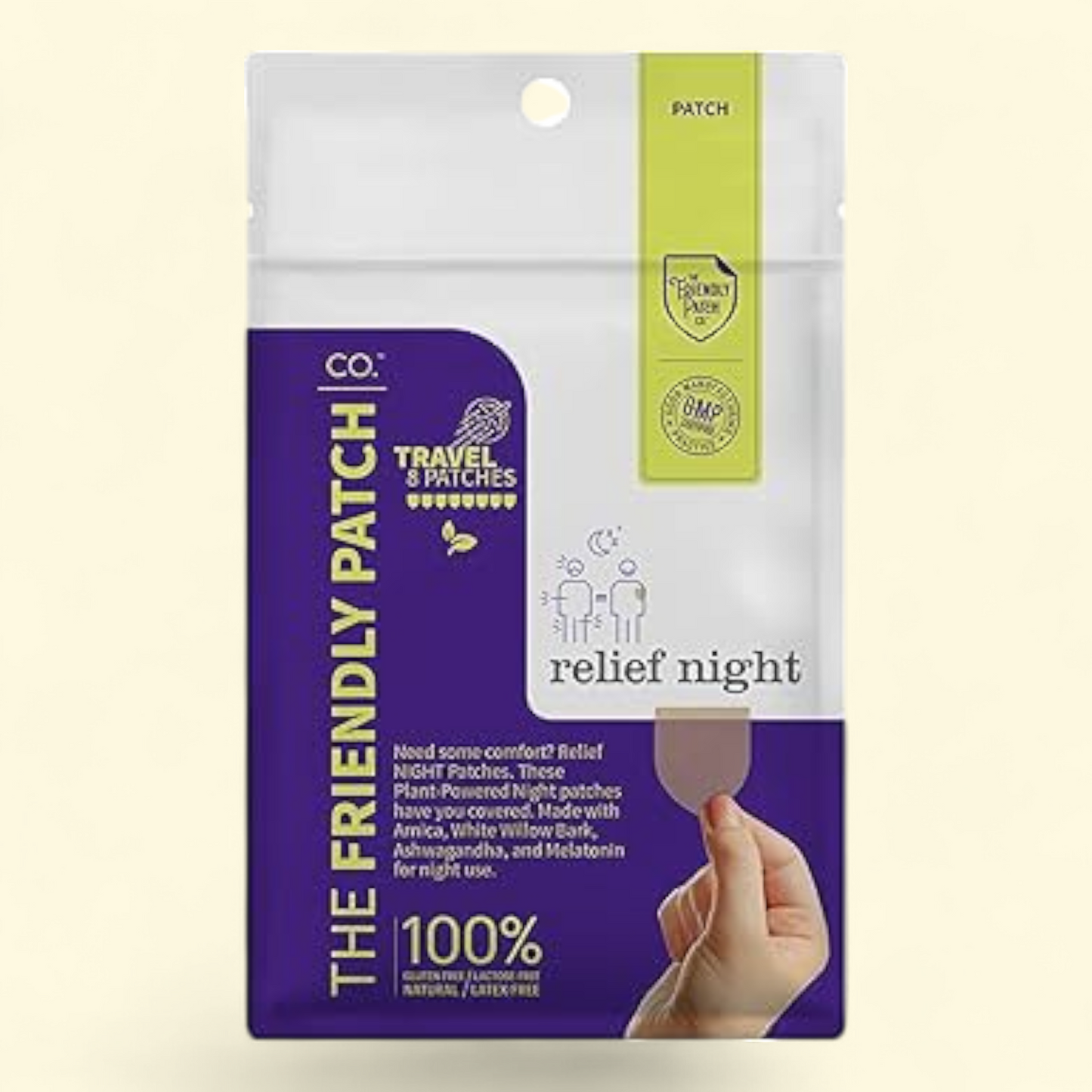 The Friendly Patch Relief Night Pain Patches, 8 Count, Arnica Melatonin