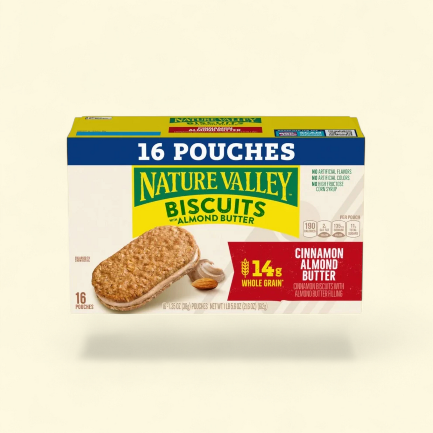 Nature Valley Biscuit Sandwiches, Cinnamon Almond Butter, 16 Bars, 21.6 oz