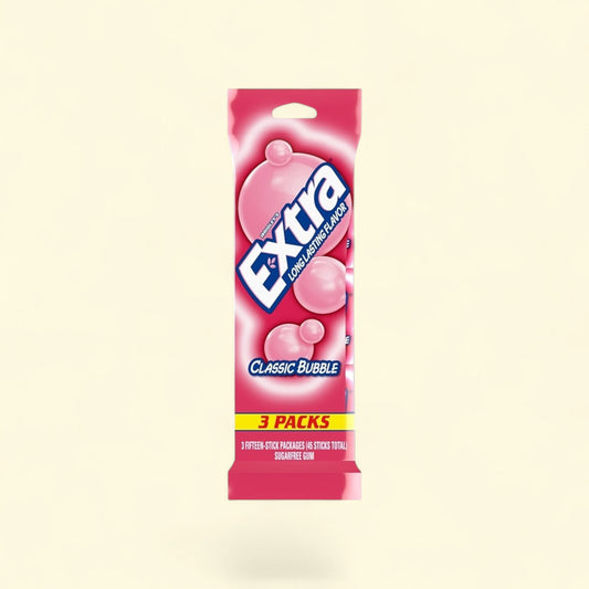 Extra Classic Bubble Sugar Free Chewing Gum, 15 Ct (3 pack)