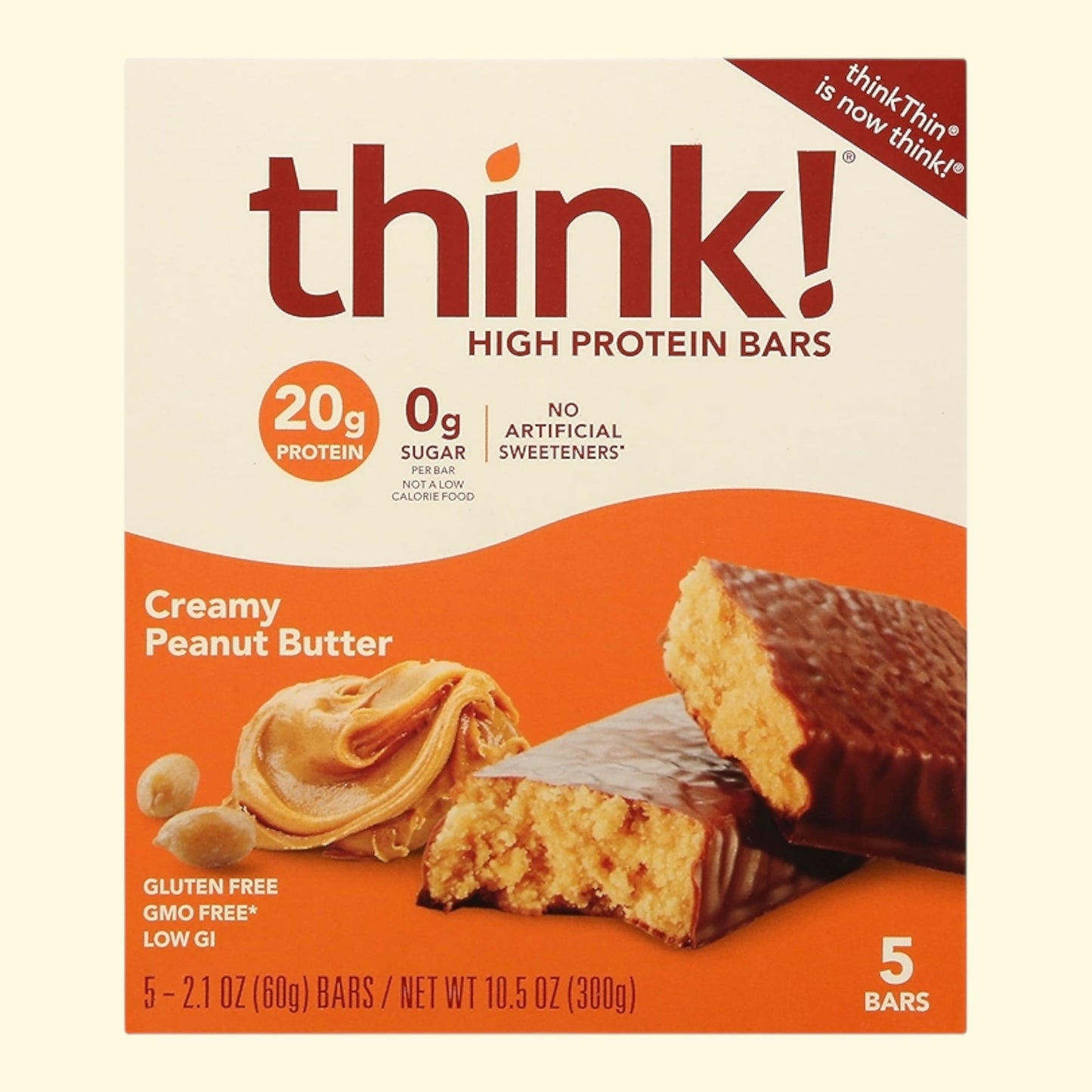 Think! Creamy Peanut Butter High Protein Bars, 10.5 oz — authentic US product shipped worldwide by Treatspree