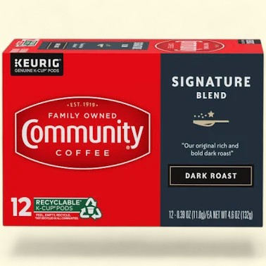 Community Coffee, Signature Blend Dark Roast K-Cup Coffee Pods, 12 count
