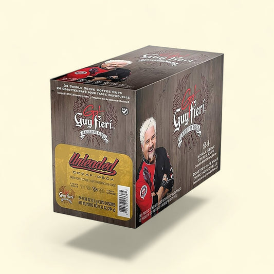 Guy Fieri Flavortown Roasts Decaffeinated Coffee Pods, Unleaded Decaf, 24 Count