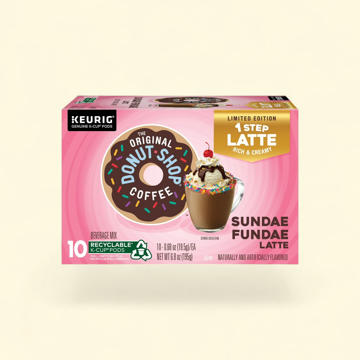 The Original Donut Shop, Sundae Fundae One Step Latte Dark Roast K-Cup Coffee Pods, 10 count