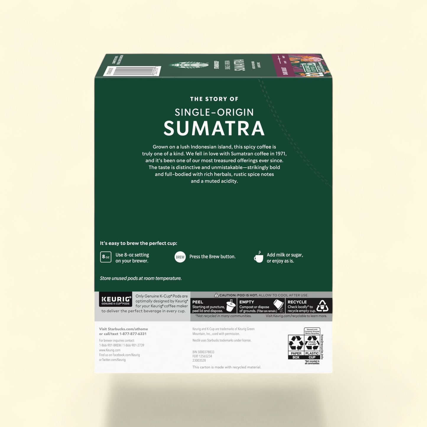 Starbucks, Sumatra Dark Roast K-Cup Coffee Pods, 22 Count