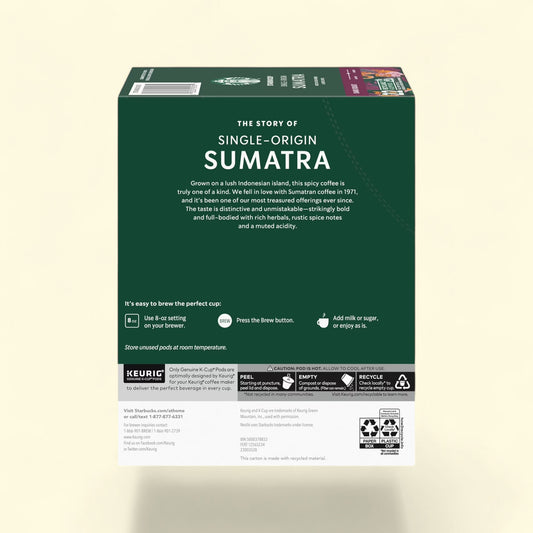 Starbucks, Sumatra Dark Roast K-Cup Coffee Pods, 22 Count