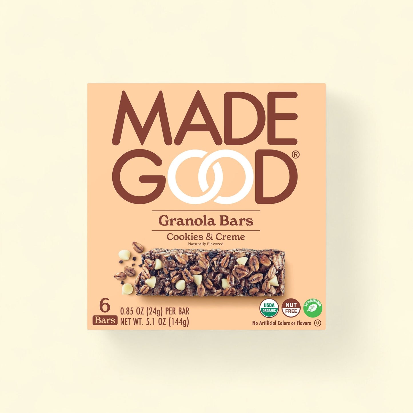 MadeGood Cookies & Creme Granola Bar, 5.1oz/6ct