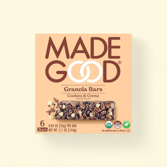 MadeGood Cookies & Creme Granola Bar, 5.1oz/6ct