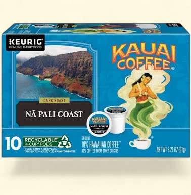 Kauai Na Pali Coast Dark Roast K-Cup Coffee Pods, 10 count