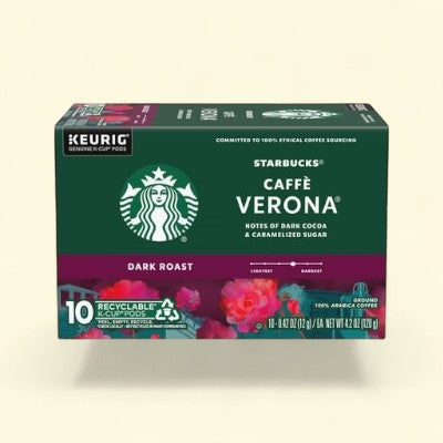 Starbucks Caffè Verona Dark Roast K-Cup Coffee Pods, 10 count — authentic US product shipped worldwide by Treatspree