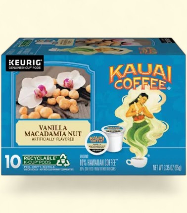 Kauai Coffee, Vanilla Macadamia Nut K-Cup Coffee Pods, 10 count
