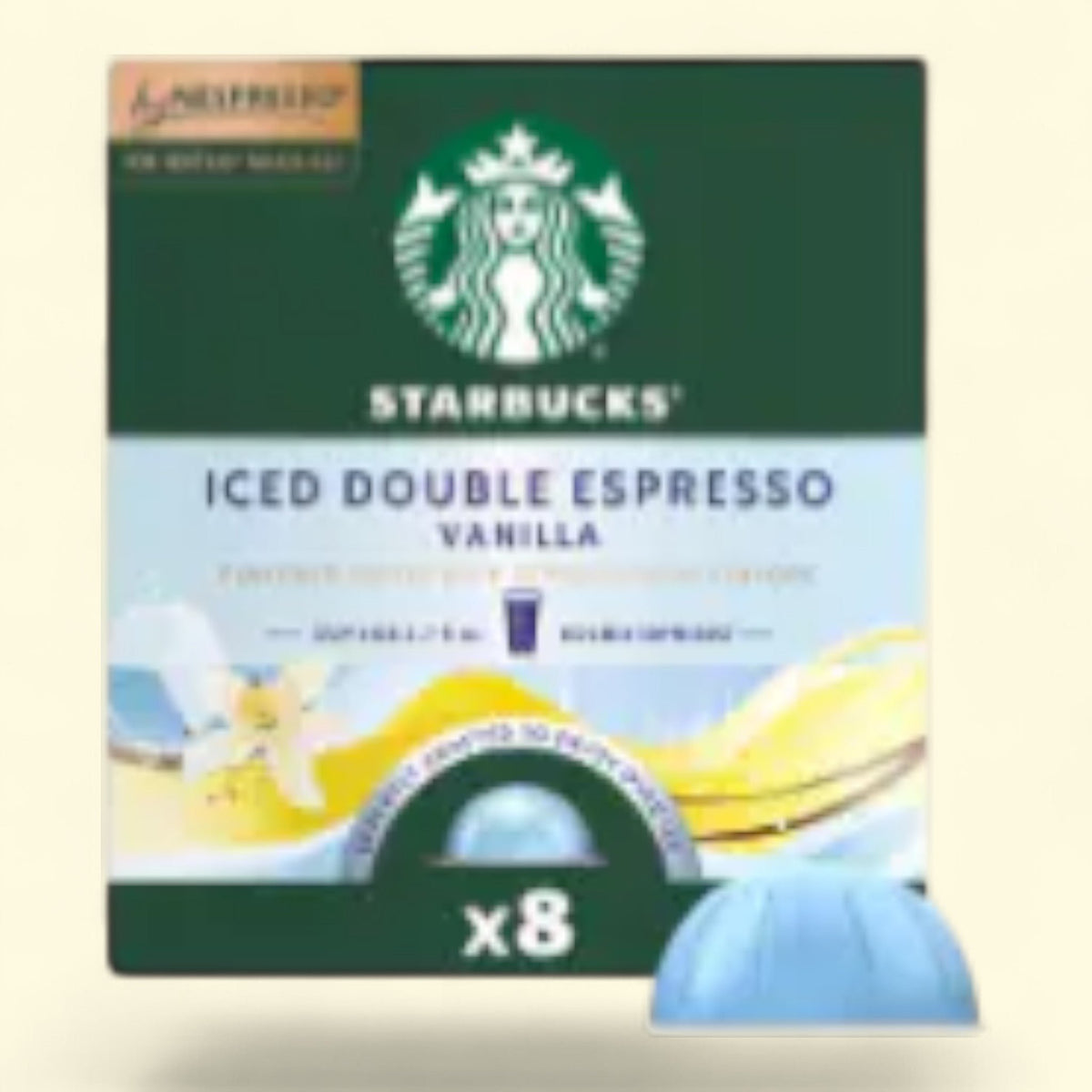 Starbucks by Nespresso Vertuo Iced Double Espresso Vanilla Coffee Pods, 8 count