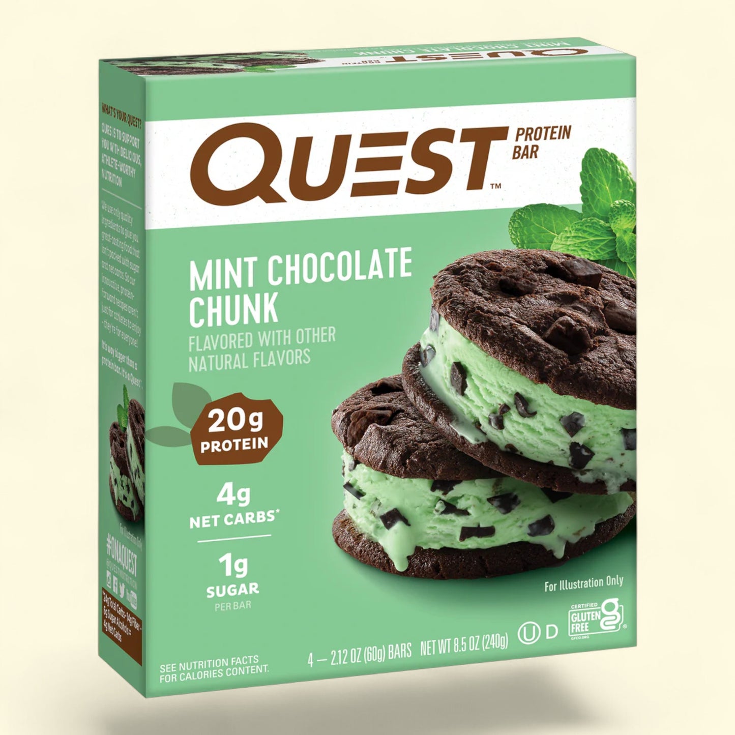 Quest Protein bar Mint Chocolate Chunk Flavored with other natural flavors