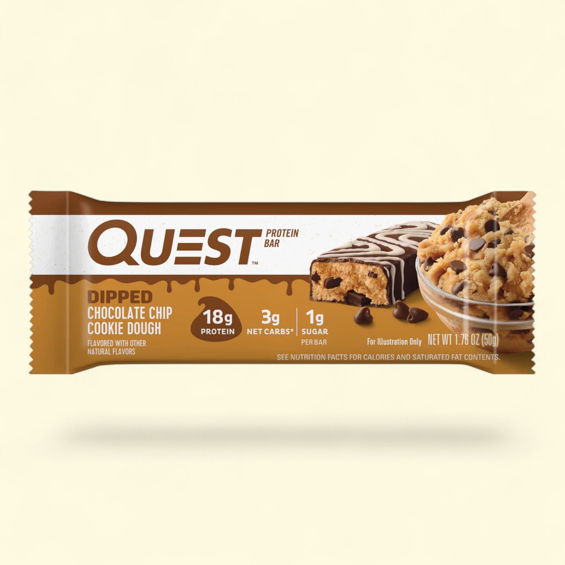 Quest protein bar dipped chocolate chip cookie dough flavor 