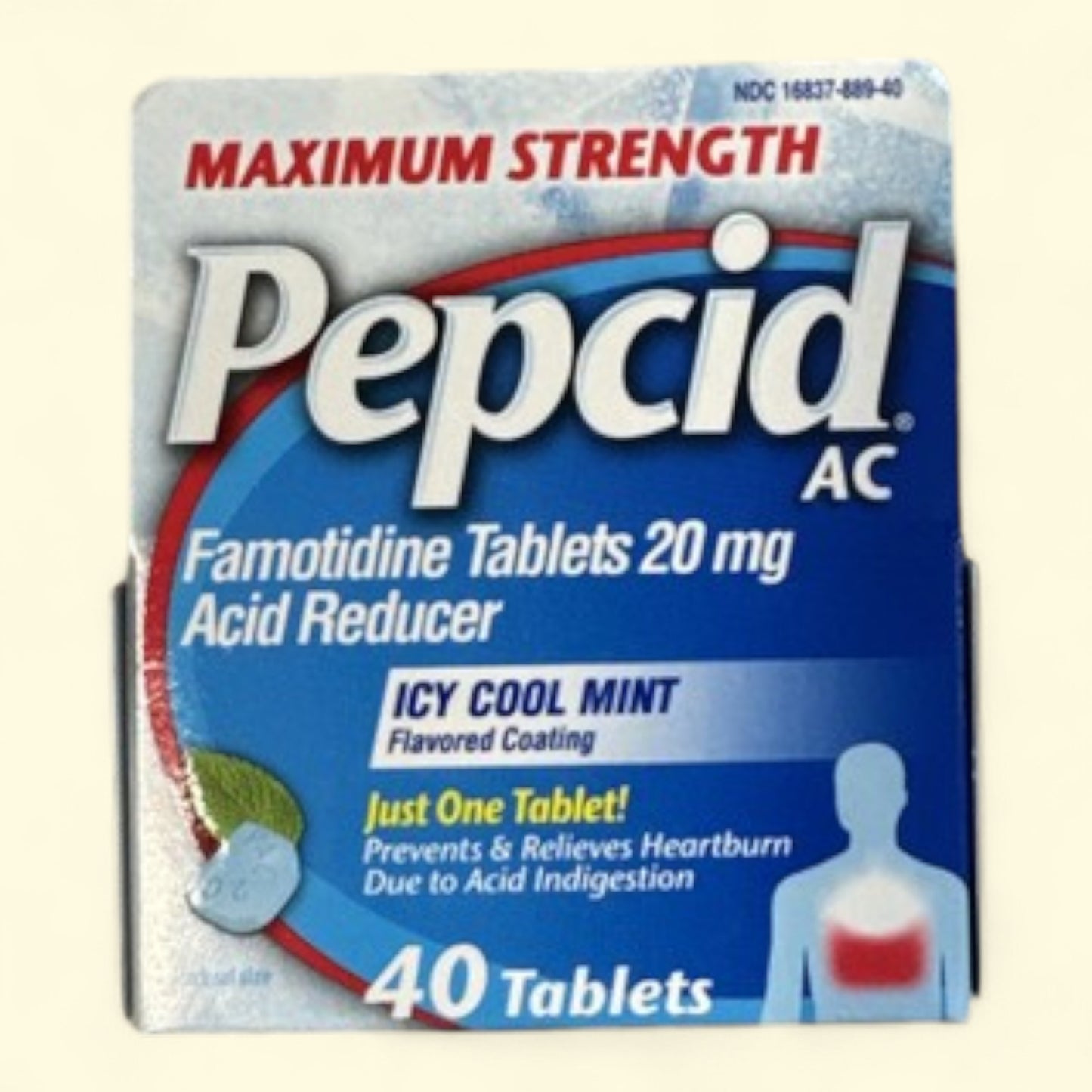 Pepcid AC Maximum Strength Famotidine Tablets, Icy Cool Mint, 40 Ct — authentic US product shipped worldwide by Treatspree