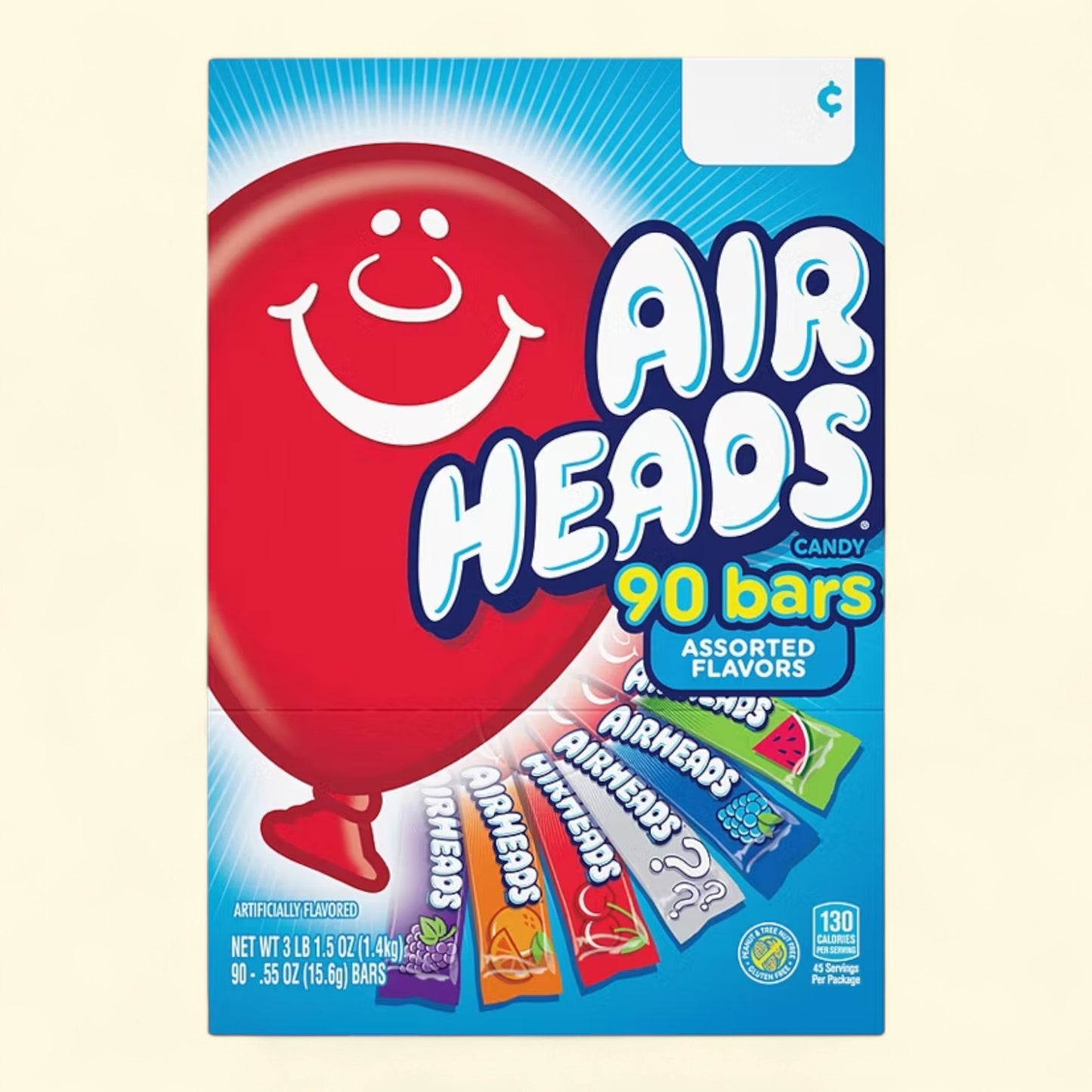 Airheads Chewy Candy Bars, Regular Size, 33 oz, 60 Count — authentic US product shipped worldwide by Treatspree